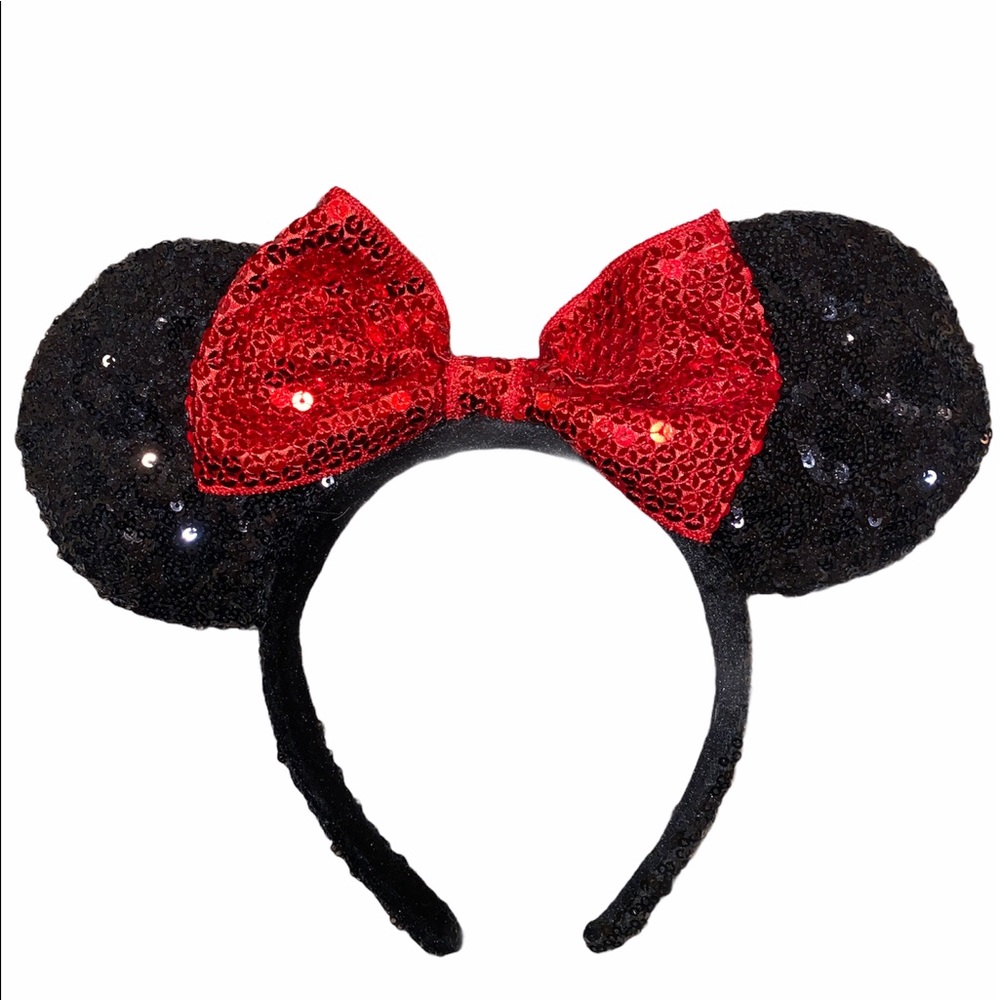 Minnie Disney Ears - Black, red, sequins